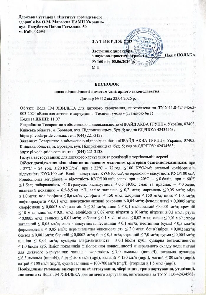 Превʼю експертного висновку щодо якості продукції